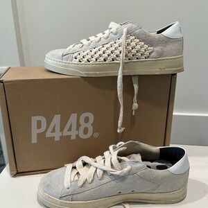 P448 Jack Woven Sneaker Suede blue Crochet Sz 40 IT US Sz 9.5-10 NIB